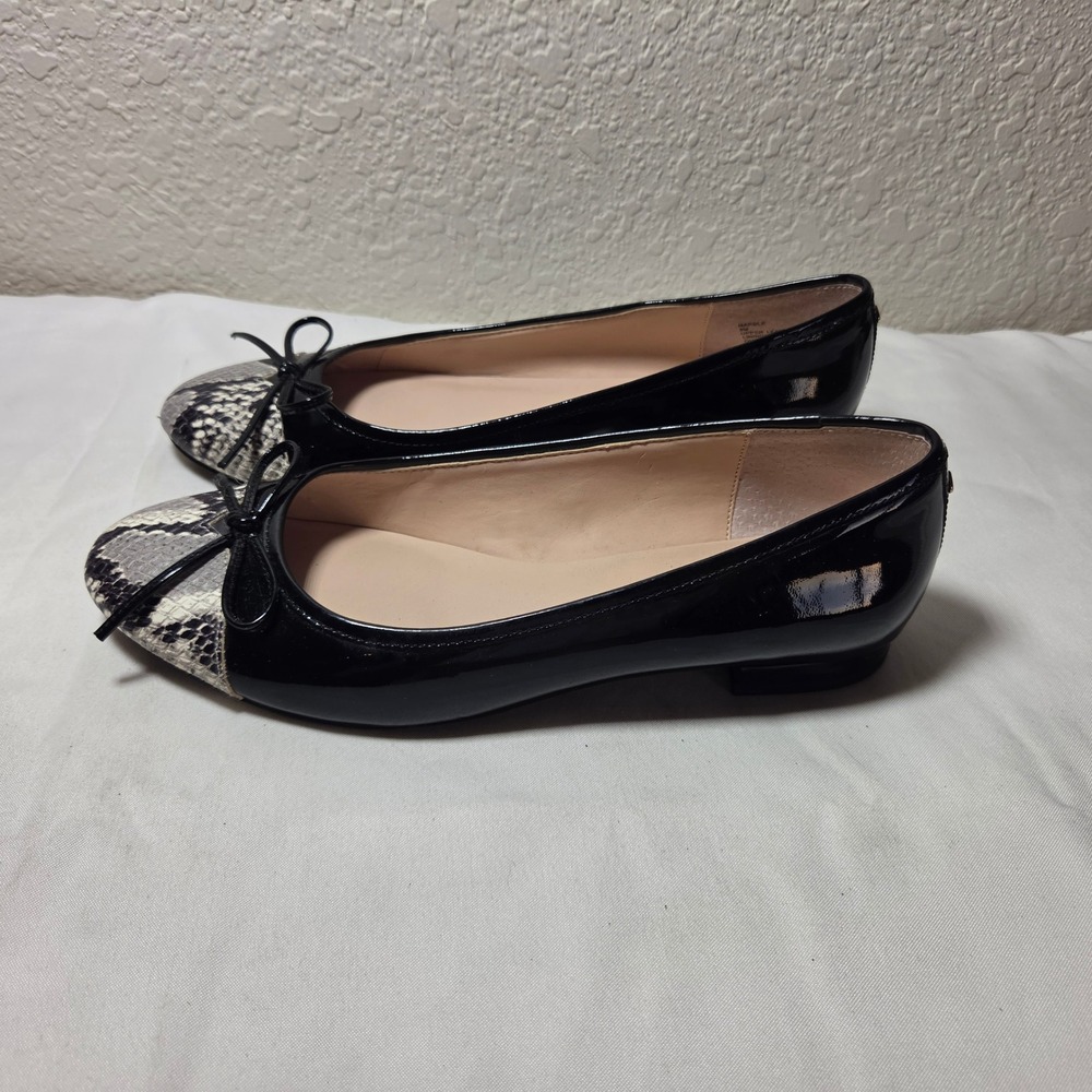 Kate Spade New York Marble Black Patent Snakeskin Ballet Flats 8M
